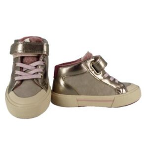 Sneaker alta in eco pelle metallizzata con velcro e lacci