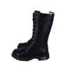 Stivale alto in  ecopelle con lacci e zip