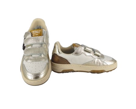 Sneaker in pelle con doppio velcro