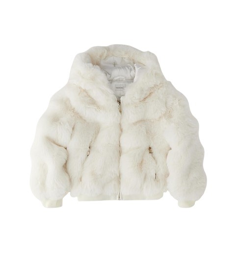 Cappotto con cappuccio pelo lungo con zip