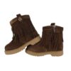 Stivale in camoscio con frange e zip