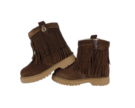 Stivale in camoscio con frange e zip