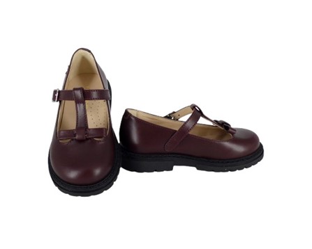 Ballerina in pelle con fiocchetto e fibbia