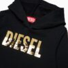 Felpa con cappuccio e logo paillettes