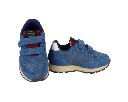 Sneaker bassa in camoscio e tessuto con doppio velcro
