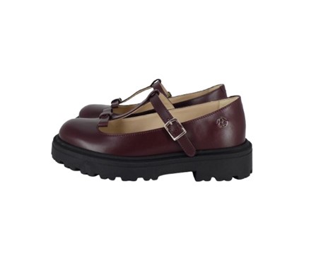 Ballerina in pelle con fiocchetto e fibbia