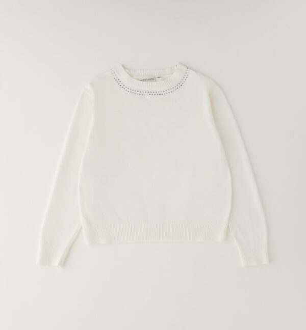Maglione con strass al collo