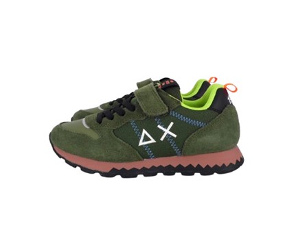 Sneaker bassa in camoscio e tessuto con velcro e lacci