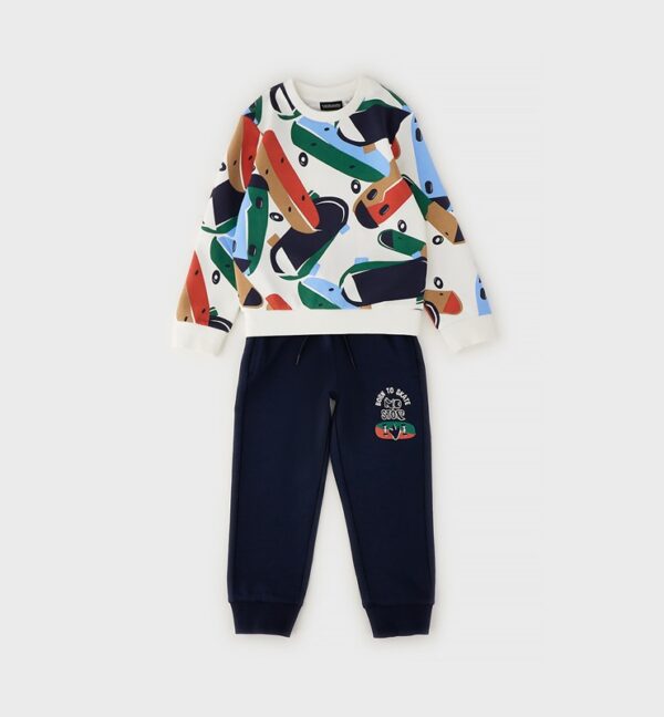 Completo felpa stampa allover e pantalone