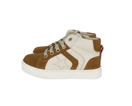 Sneaker alta in pelle e camoscio con lacci