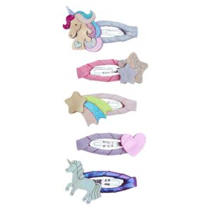 Pacchetto 5 fermagli clic clac unicorno