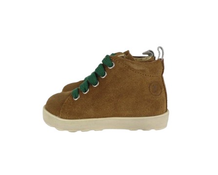 Sneaker primo passo in camoscio con lacci e zip
