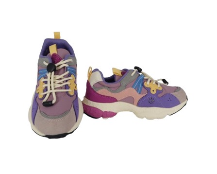 Sneaker in tessuto ed eco pelle con lacci elastici