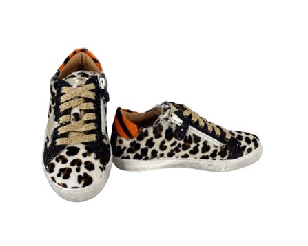 Sneaker in cavallino con lacci e zip