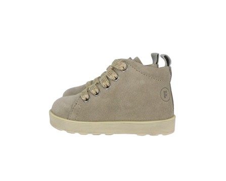 Sneaker primo passo in camoscio con lacci e zip