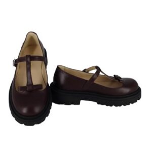 Ballerina in pelle con fiocchetto e fibbia