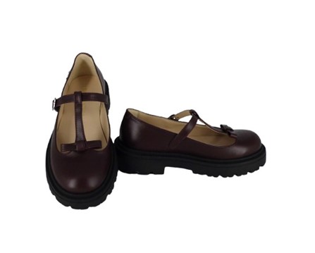 Ballerina in pelle con fiocchetto e fibbia