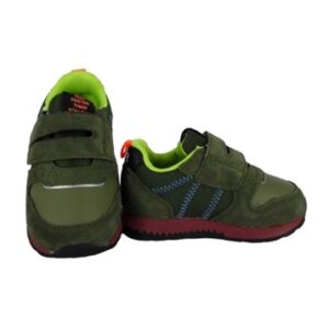 Sneaker bassa in camoscio e tessuto con doppio velcro