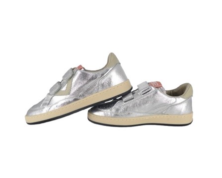 Sneaker in pelle con doppio velcro