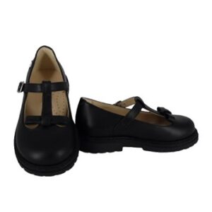 Ballerina in pelle con fiocchetto e fibbia
