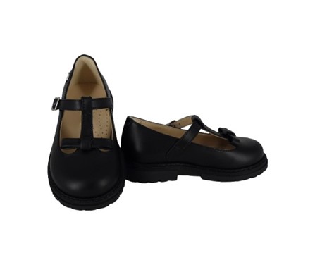 Ballerina in pelle con fiocchetto e fibbia
