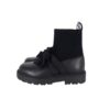 Stivaletto in pelle con gambale in tessuto e fiocco