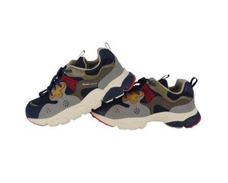 Sneaker in tessuto ed eco pelle con lacci elastici