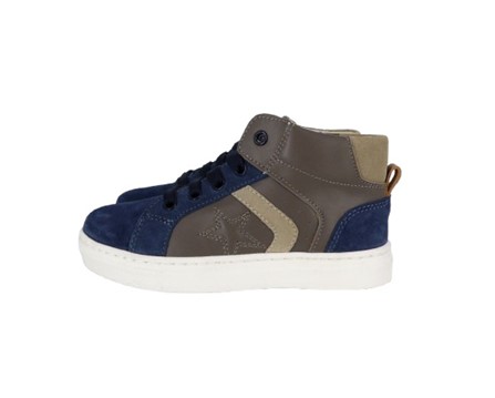 Sneaker alta in pelle e camoscio con lacci