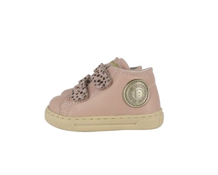 Sneaker primo passo in pelle con doppio velcro