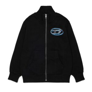 Felpa con zip e logo sul retro