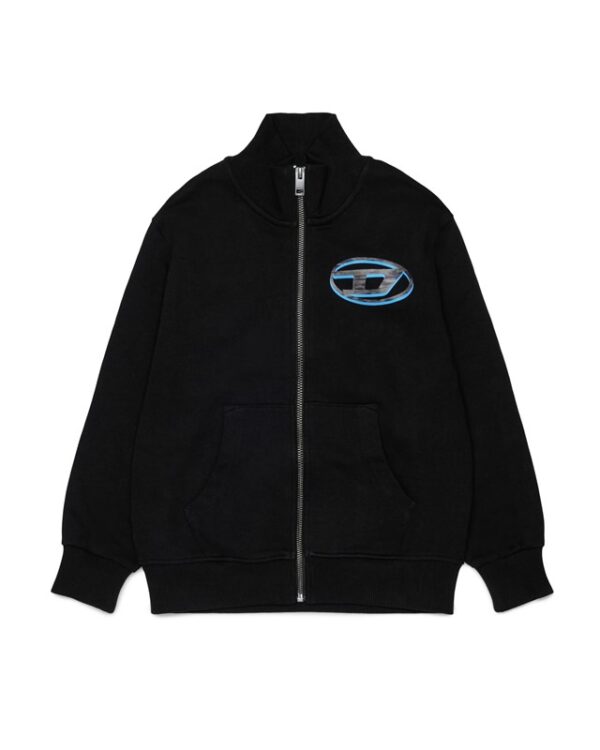 Felpa con zip e logo sul retro