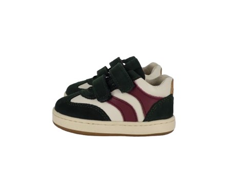 Sneaker primo passo in pelle e camoscio con doppio velcro