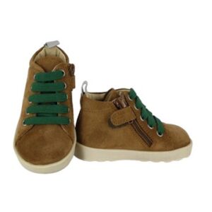 Sneaker primo passo in camoscio con lacci e zip