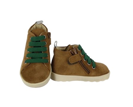 Sneaker primo passo in camoscio con lacci e zip