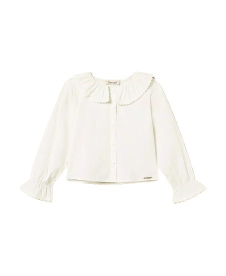 Camicia in cotone con collo ampio