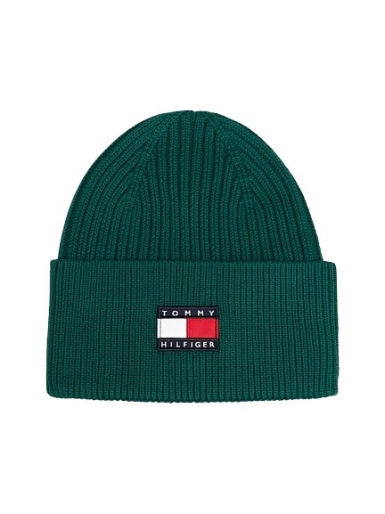 Cappello a costine con risvolto e logo