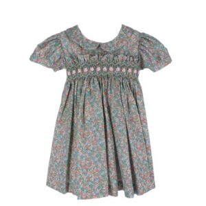 Vestito mezza manica fantasia fiorellini e punto smock