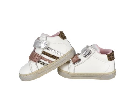 Sneaker primo passo in pelle con doppio velcro