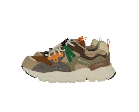 Sneaker in tessuto ed eco pelle con lacci elastici