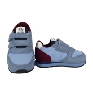 Sneaker bassa in camoscio e tessuto con doppio velcro