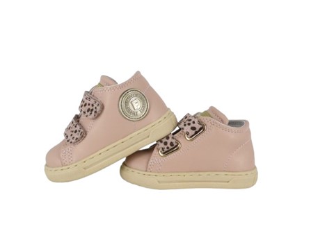 Sneaker primo passo in pelle con doppio velcro