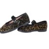 Ballerina in velluto leopardato con fibbia