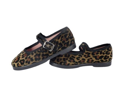 Ballerina in velluto leopardato con fibbia