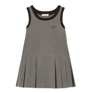 Vestito smanicato in flanella con pieghe