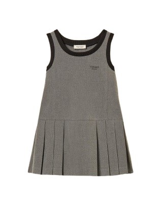Vestito smanicato in flanella con pieghe