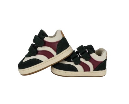 Sneaker primo passo in pelle e camoscio con doppio velcro
