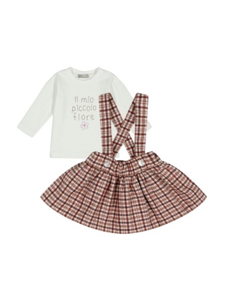 Completo t-shirt con salopette a quadri