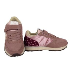 Sneaker bassa in camoscio e tessuto con velcro e lacci