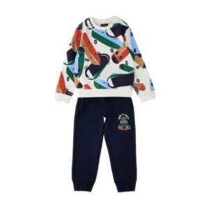 Completo felpa stampa allover e pantalone
