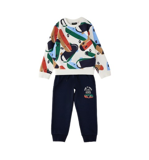 Completo felpa stampa allover e pantalone